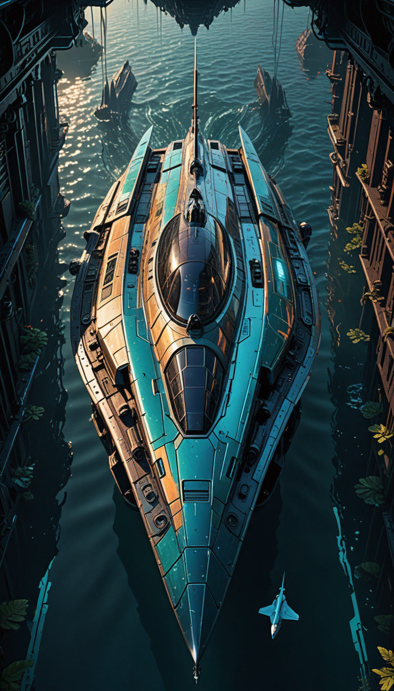 Majestic Peacock Submarine Embarks on Futuristic Odyssey