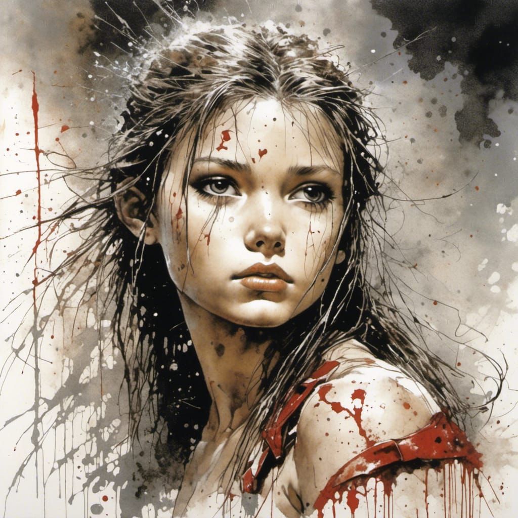 Wonder Girl Splash Art Portrait in Royo Style