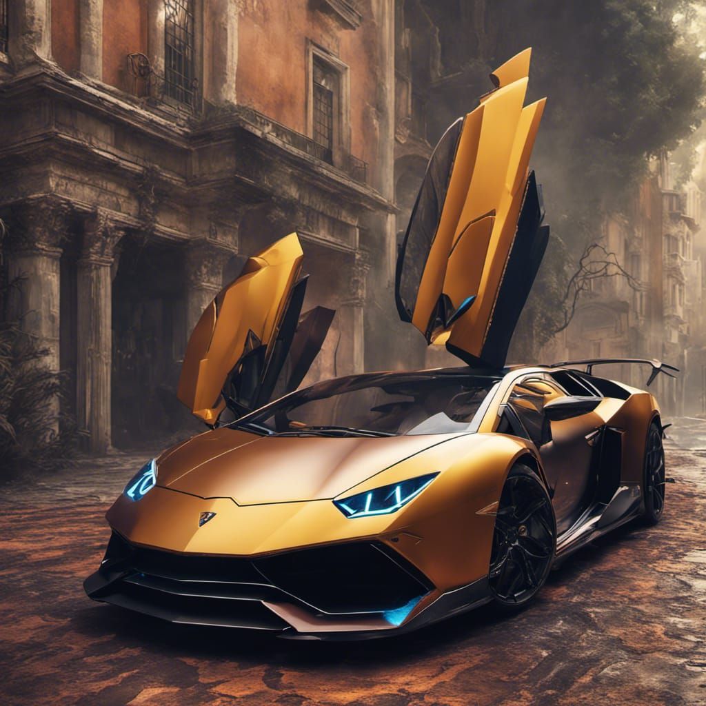 Detailed Matte Painting of a Lamborghini