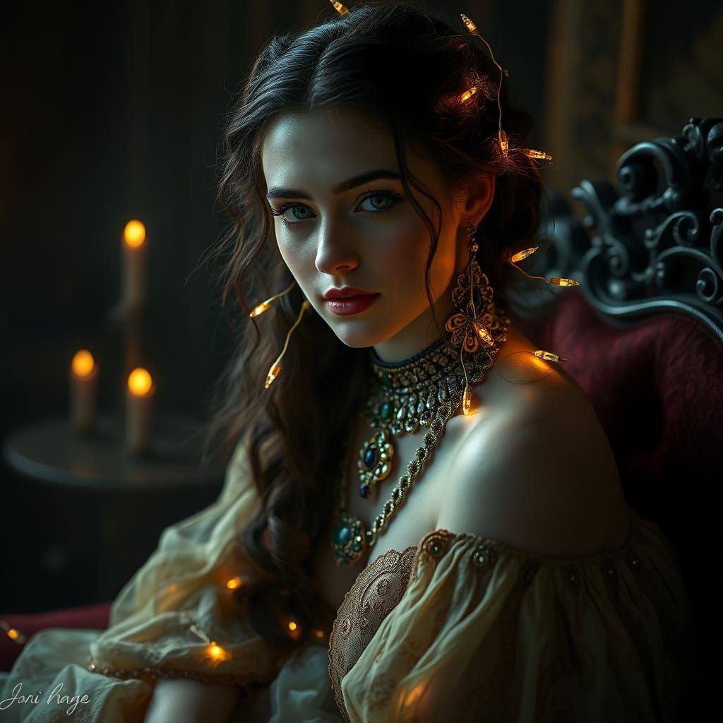 Sofia in Art Nouveau Jewelry, Hyperrealistic Portrait