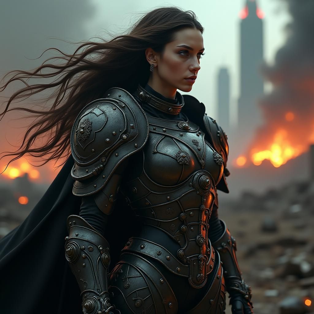 Warhammer 40K Soldier in Post-Apocalyptic Landscape