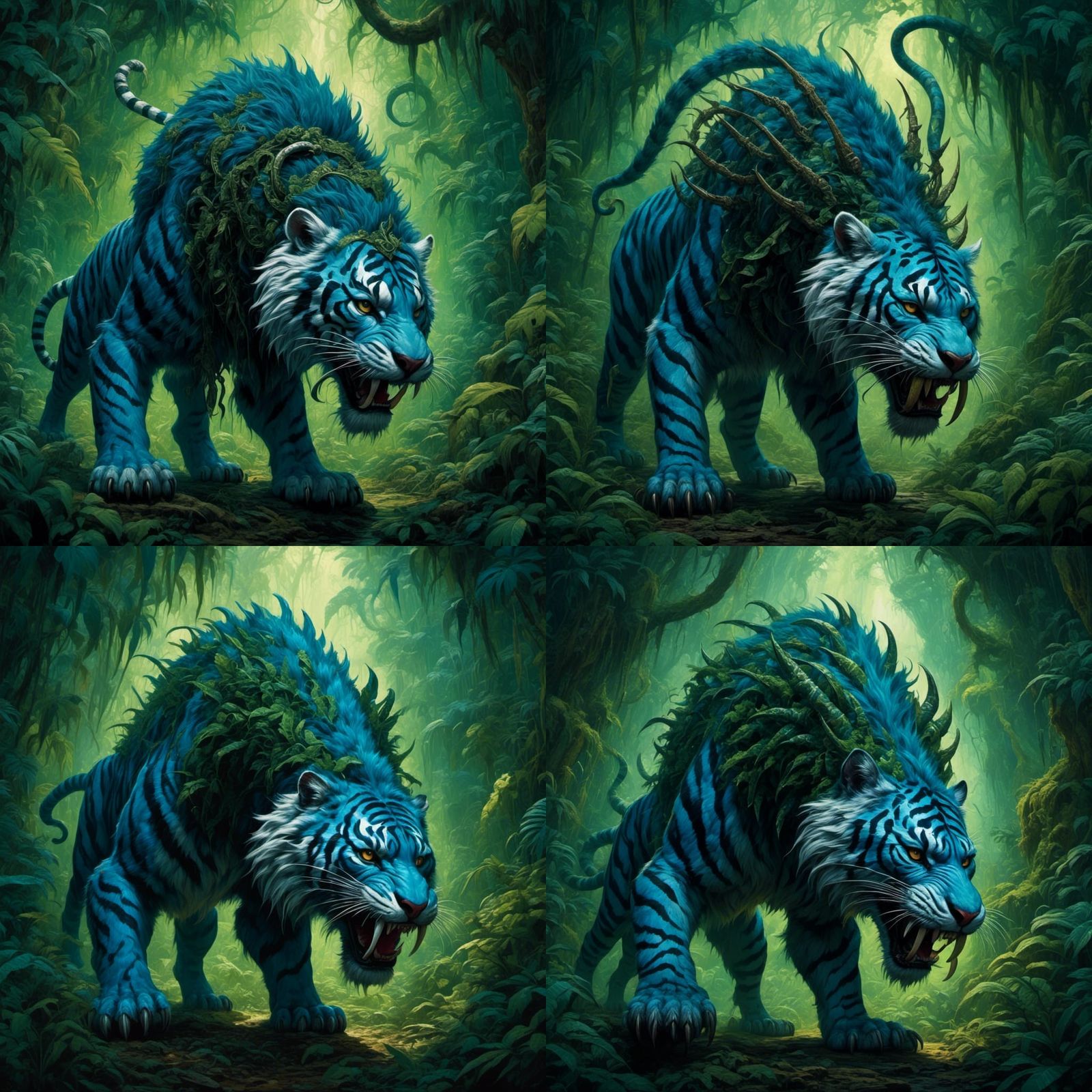 Demonic Sabretooth Tiger Monster in a Jungle