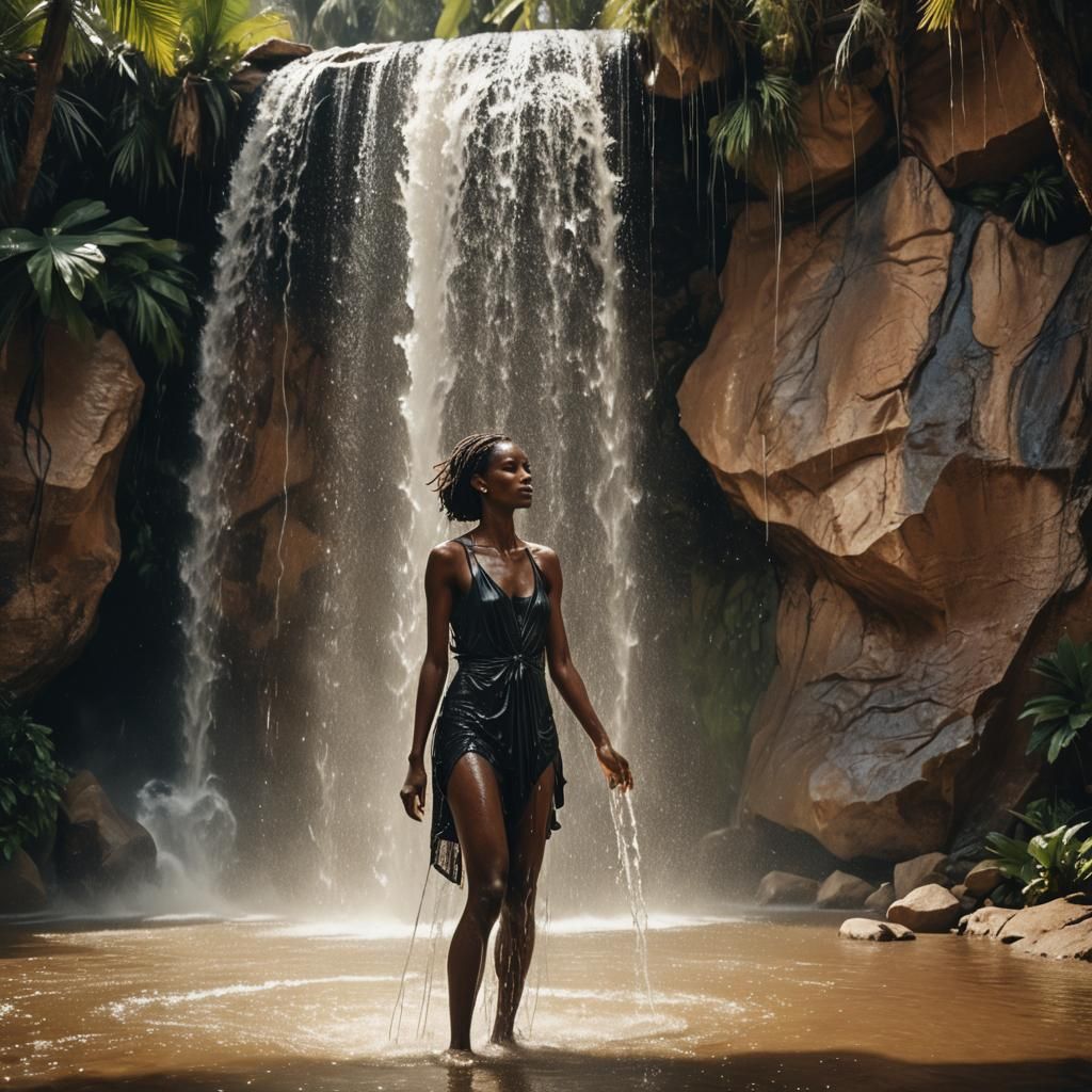 Cinematic Waterfall Oasis Shower Scene