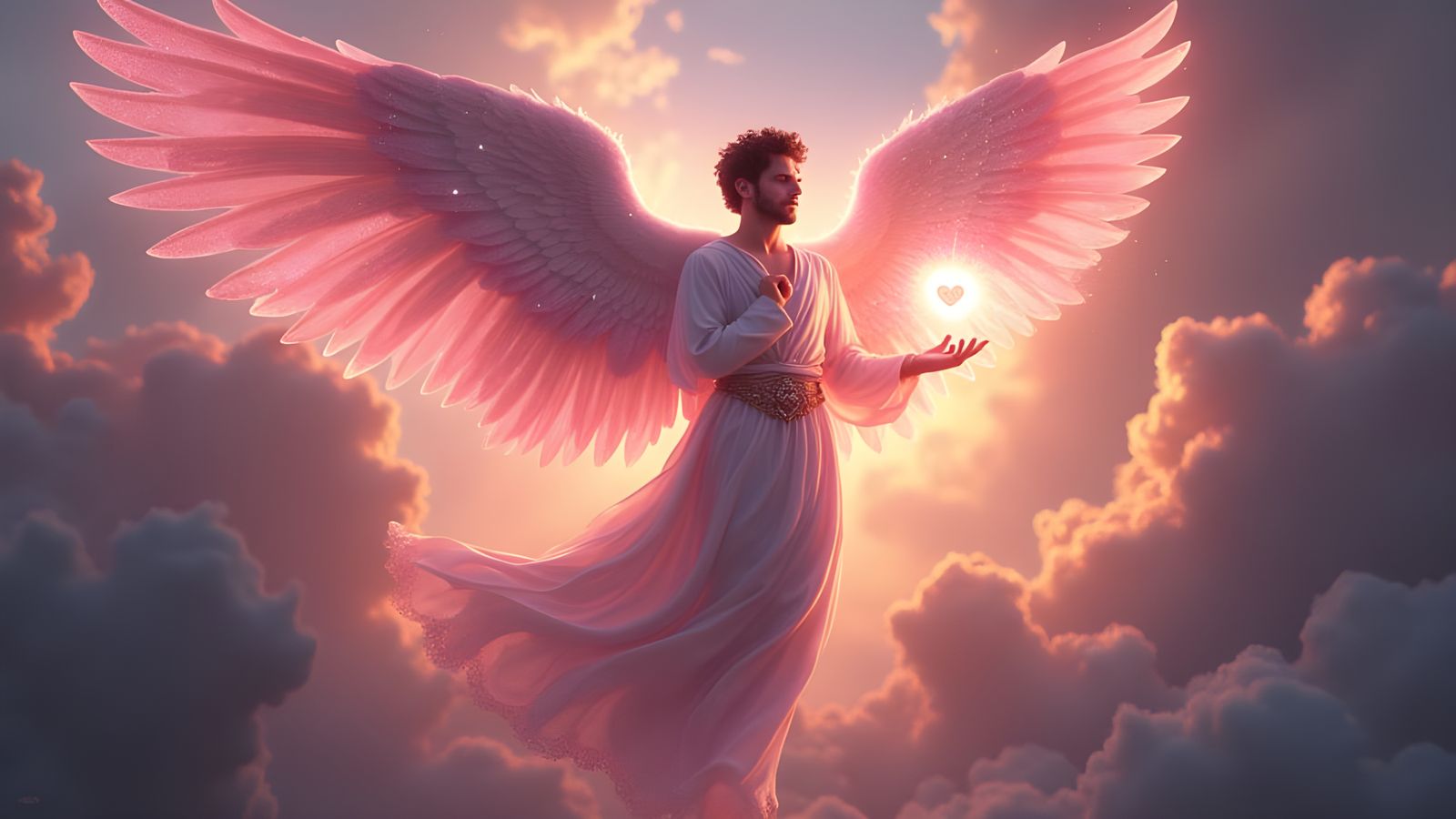 Archangel in Liminal Space with Galaxy Heart