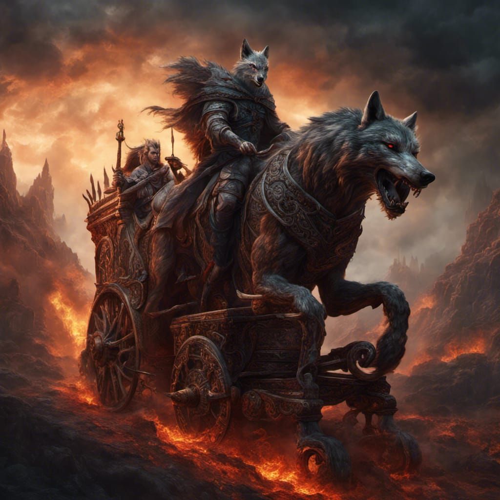 Wolf on Chariot to Hell: Fantasy Concept Art