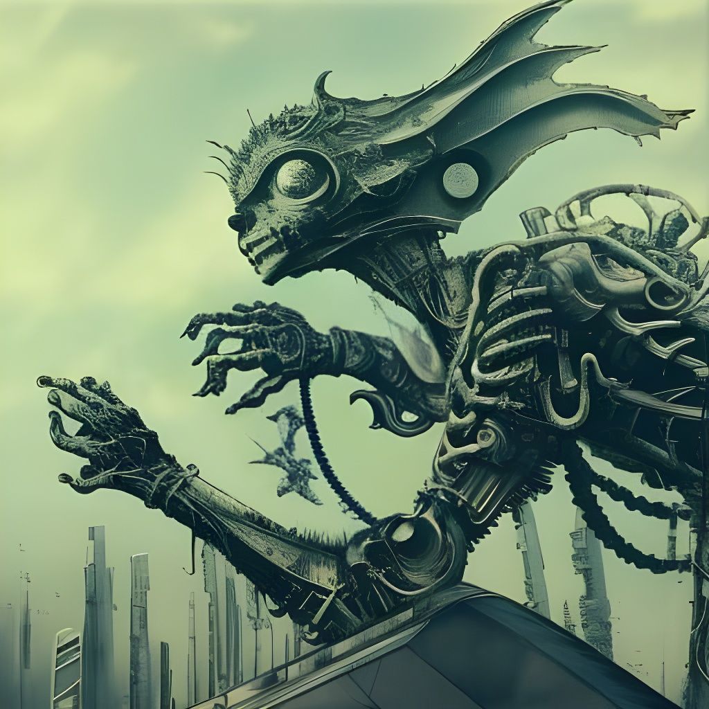 Mechanical Space Gargoyle on Spaceship Flagship in Cel-Shade...