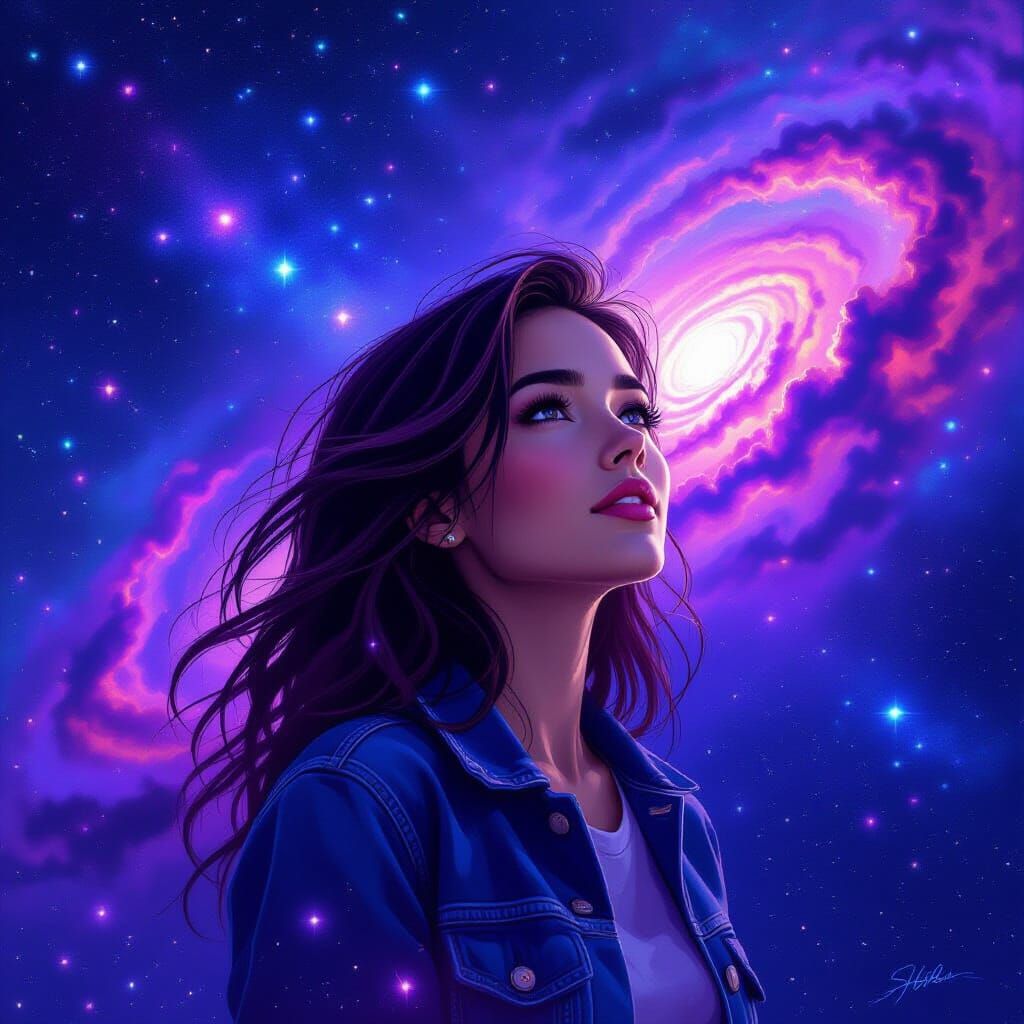 Andromeda Woman in Cosmic Stardust