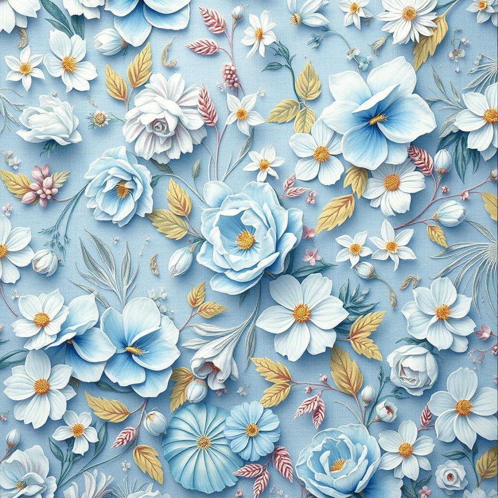 Ethereal Victorian Floral Tapestry in Soft Pastel Hues