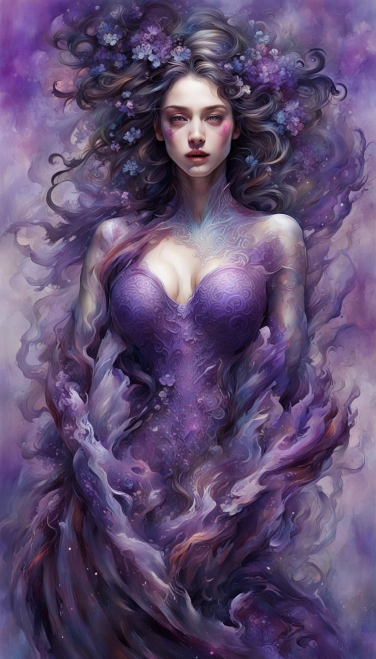 Purple Zombie Portrait in Hyperdetailed Digital Art