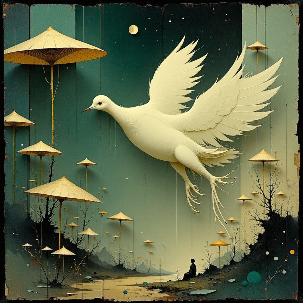 Eerie Glowing Creatures in a Dreamlike Landscape