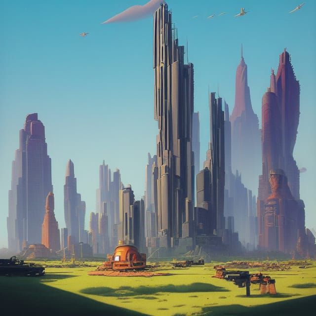 Futuristic Skyscraper in Late Afternoon Sunlight