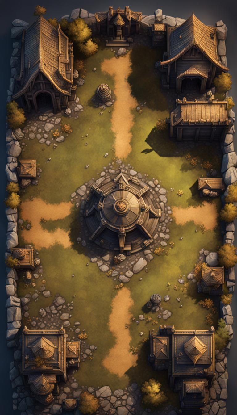 Top-Down RPG Battle Map of Temple Camp