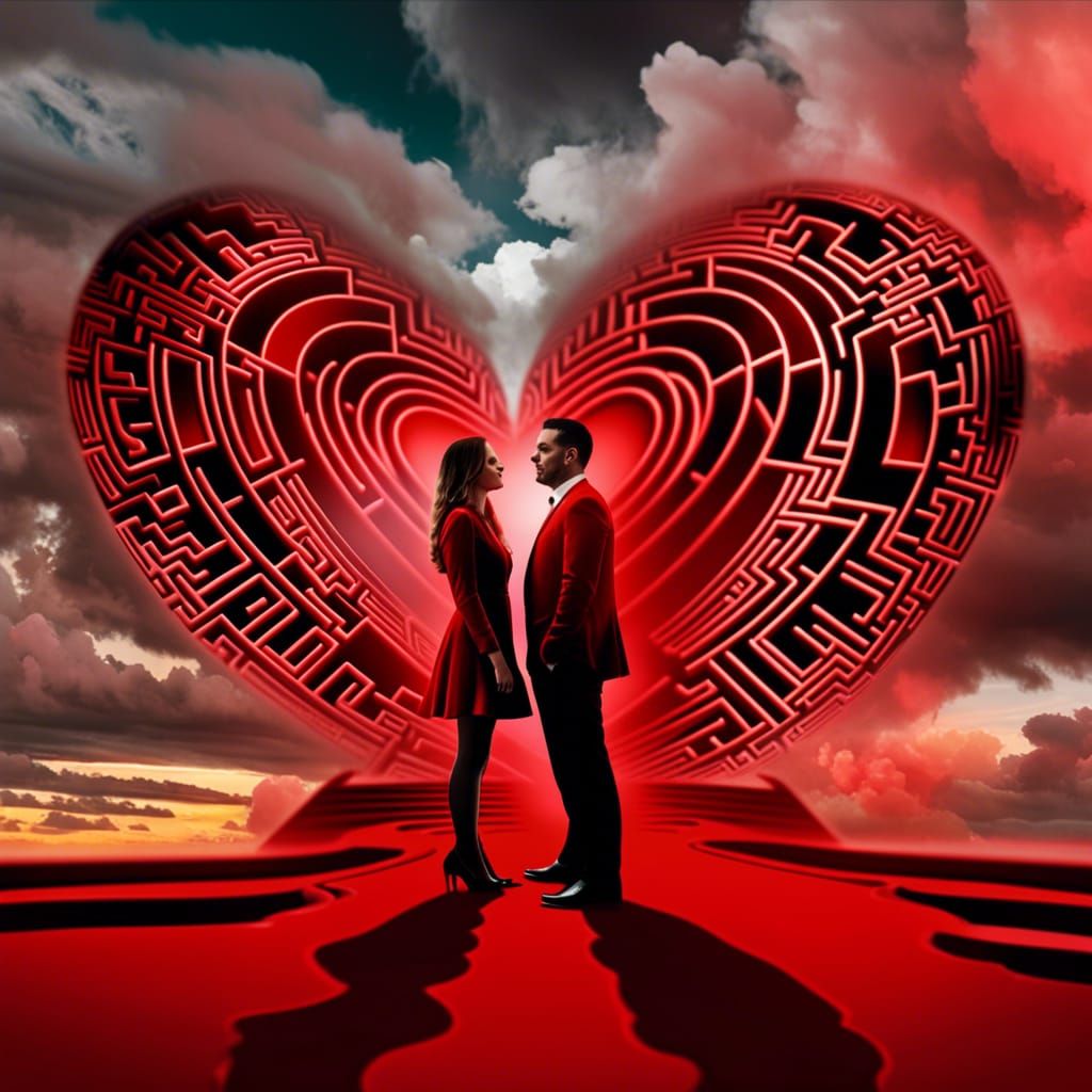 Surreal Double Exposure Heart Maze in Photoshop Style