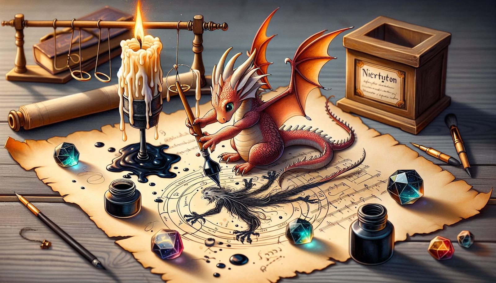 Magician's Desk Chaos: Miniature Dragon Creates Artistic Mas...