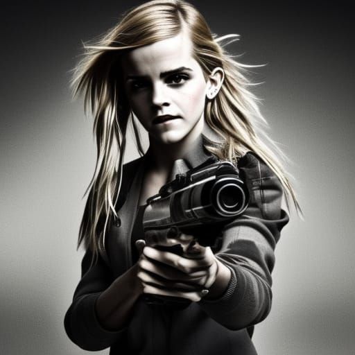 Hyperrealistic Blonde with Dreads and Gun