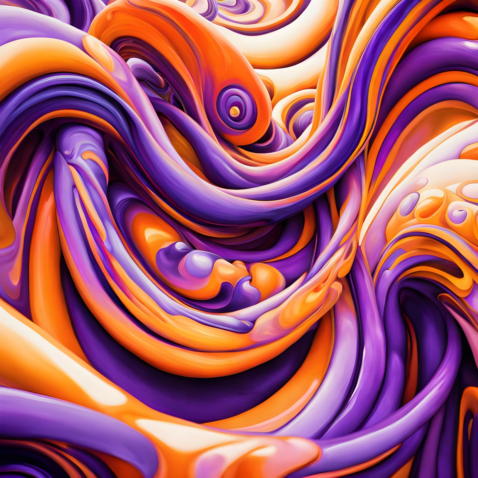 Vibrant Looping Swirls in a Deep Orange Hues