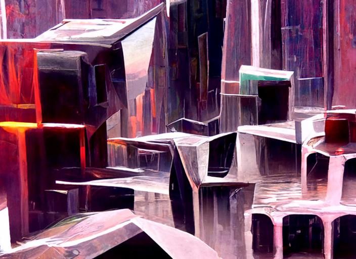 Abstract Geometric Techno Music in Cyberpunk Style