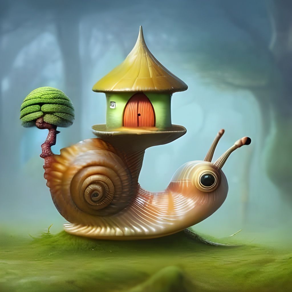 Intricate Snail Treehouse in Lush Forest