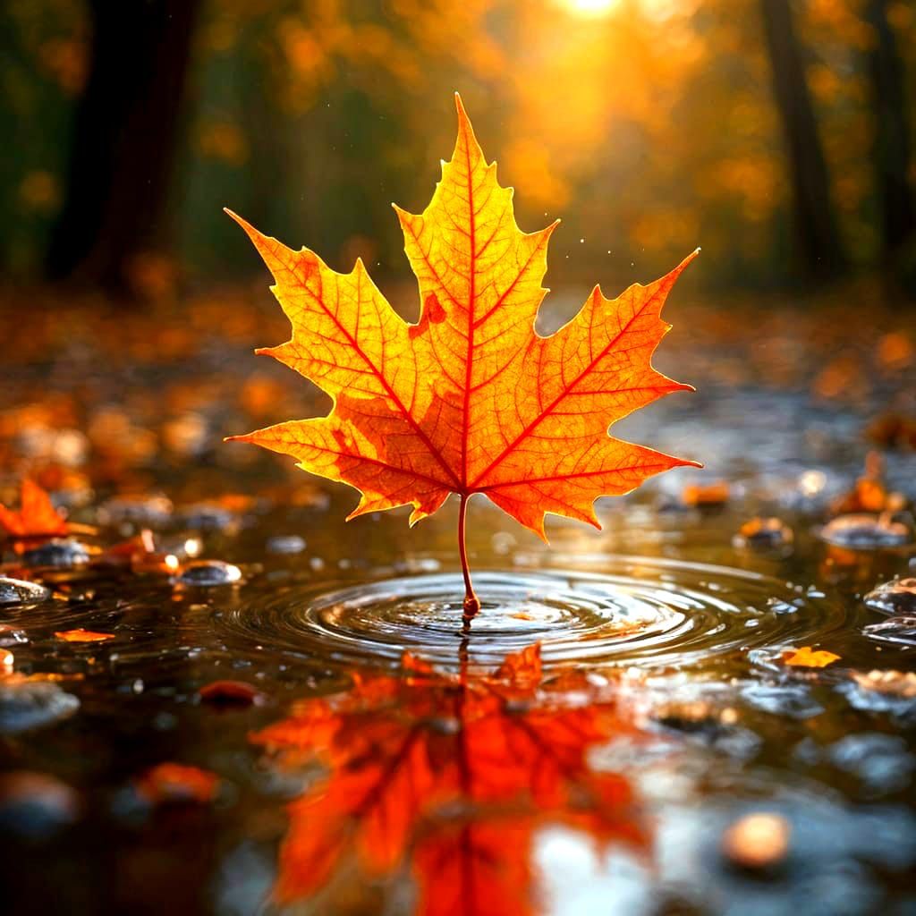 Autumn Leaf Swirling in Wind: Fantasy Concept Art