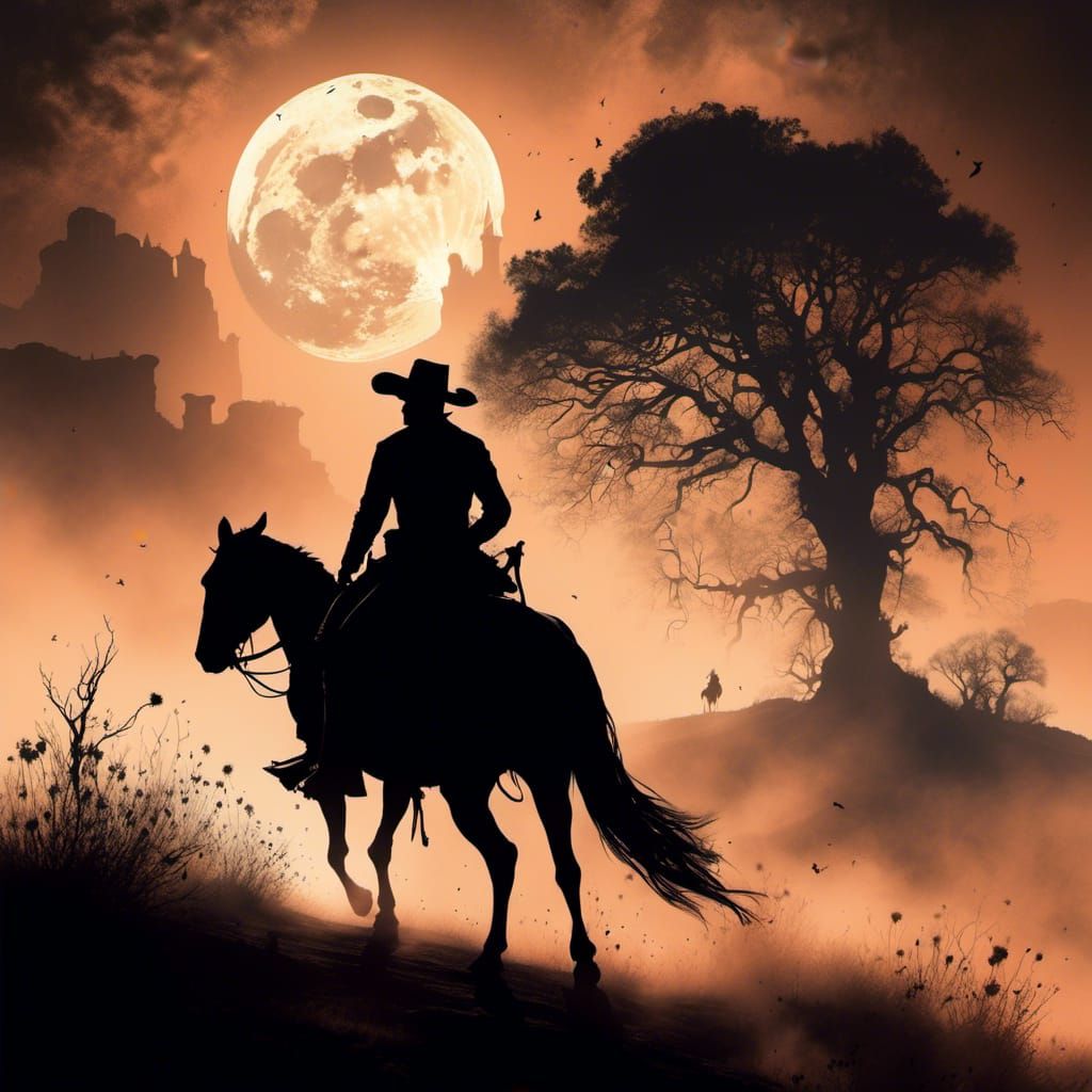 Cowboy Silhouette Strides into a Digital Landscape