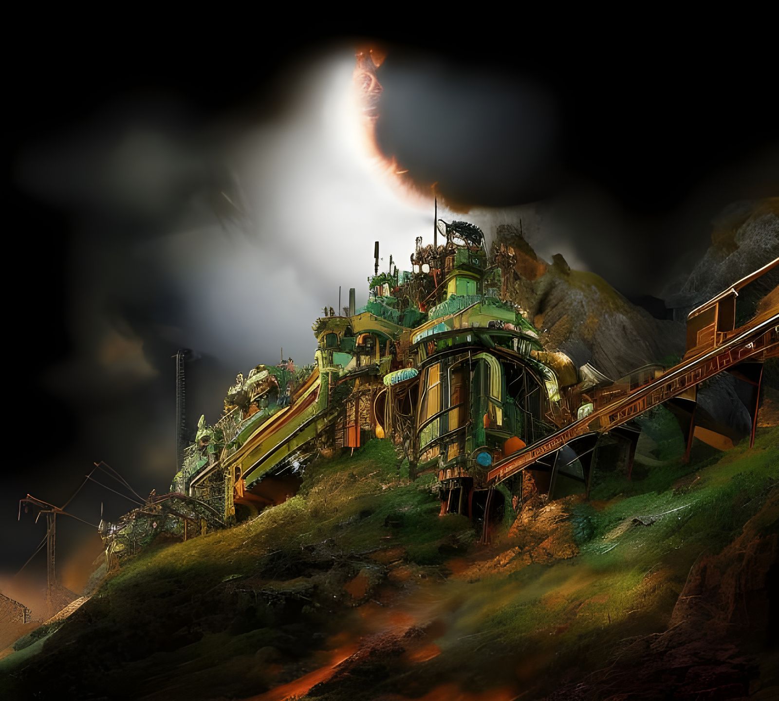 Deconstructed Brain in Industrial Precisionist Style