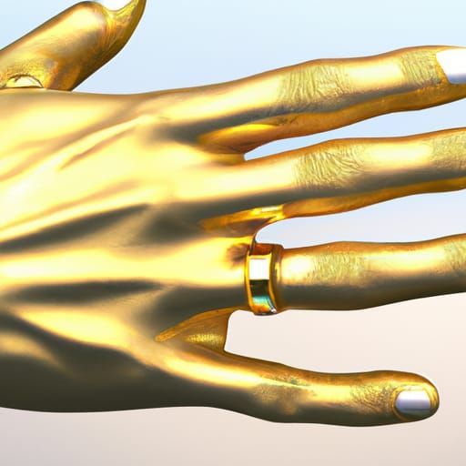 Golden Hand with Emerald Ring in High Definition