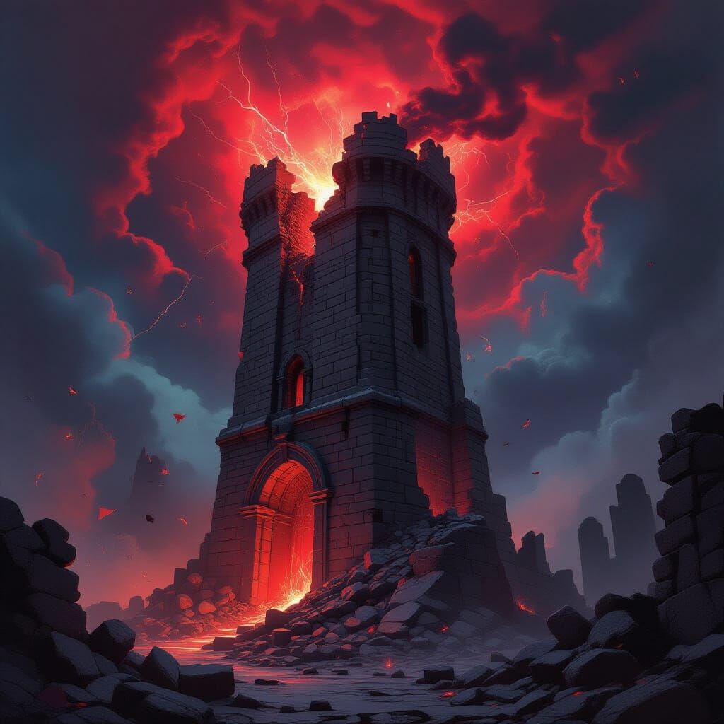 Destroyed Crimson Mages Tower Book Cover Art