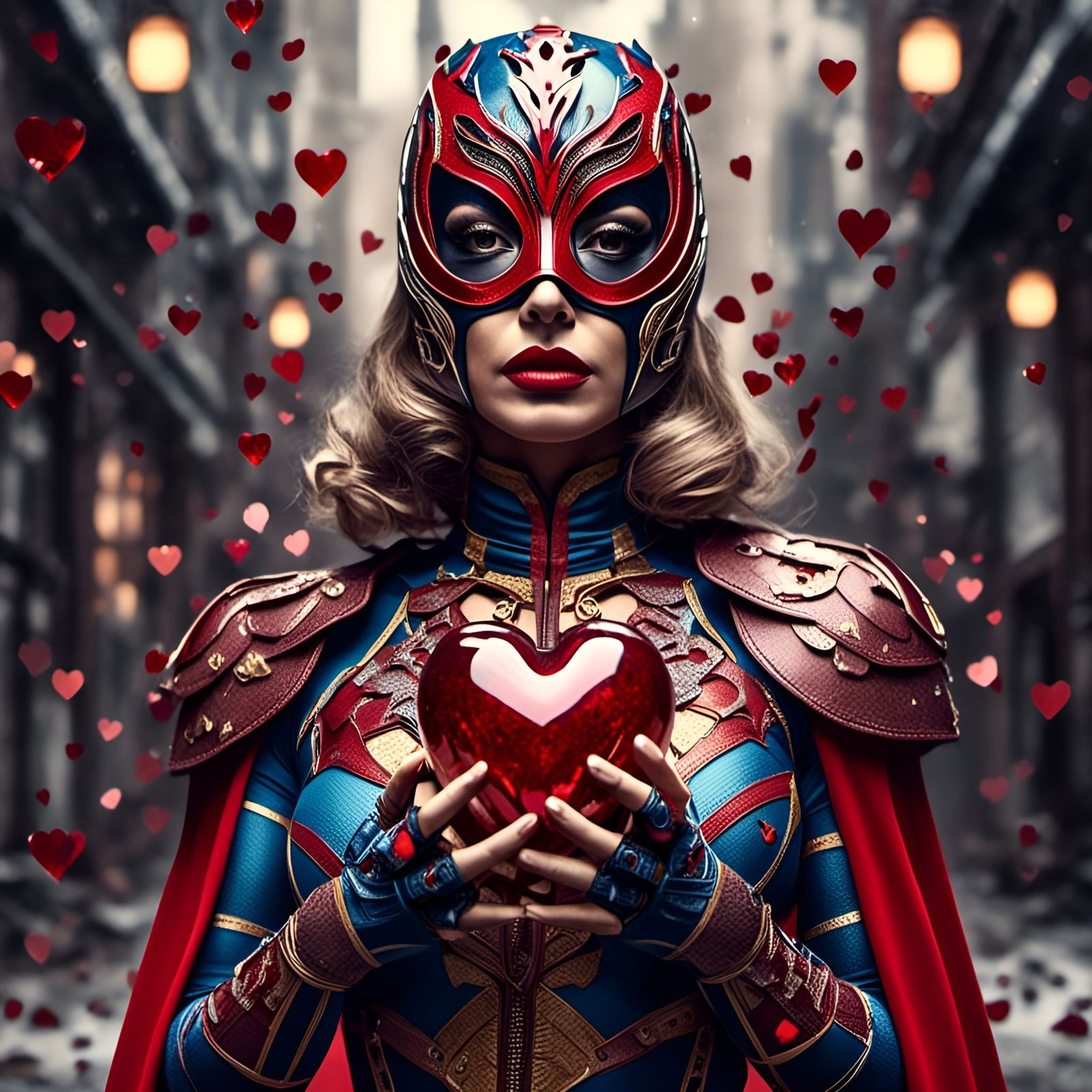 Luchador Holding a Glass Heart