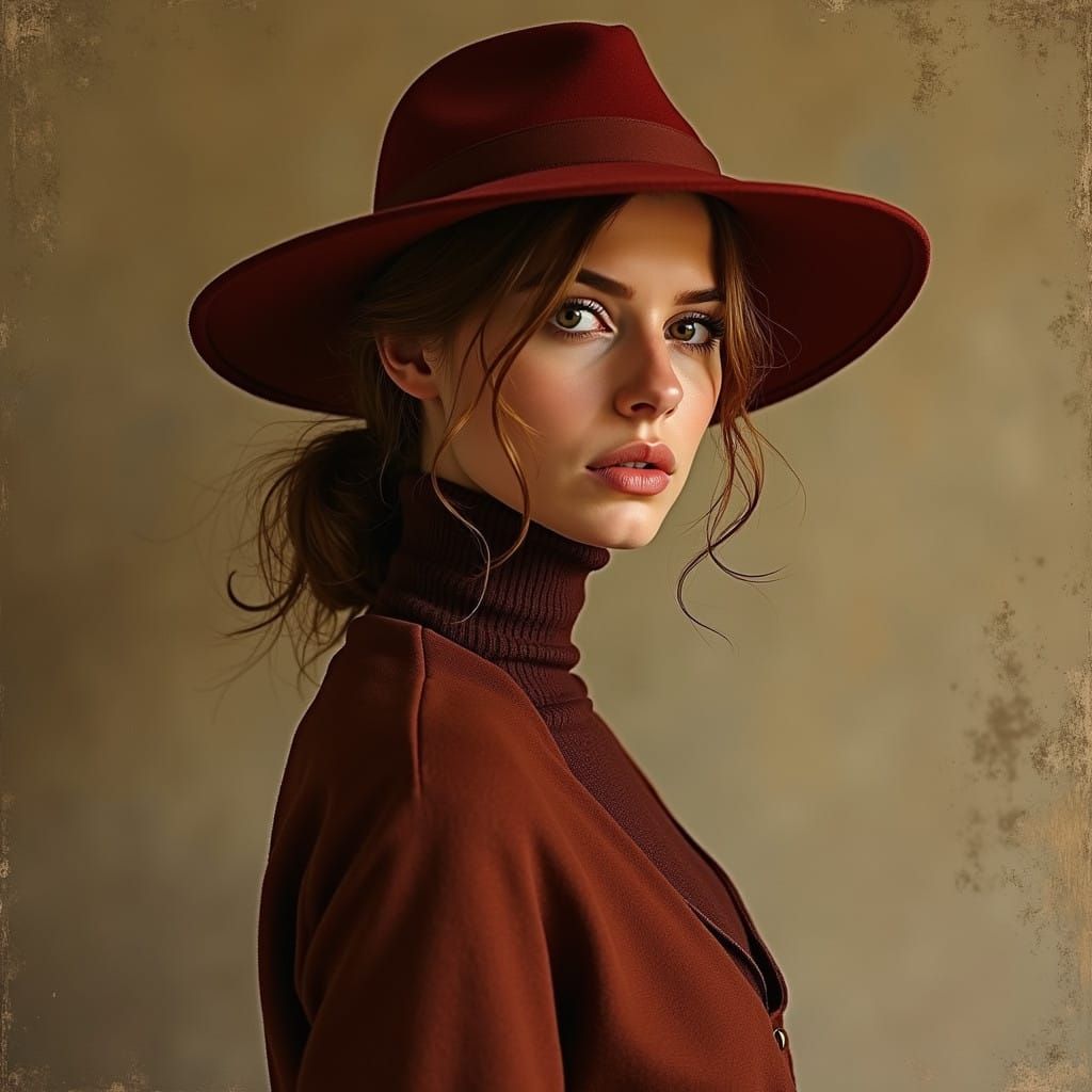 Giovane Donna in Abito Lungo con Parasole Rosso, Stile 1865