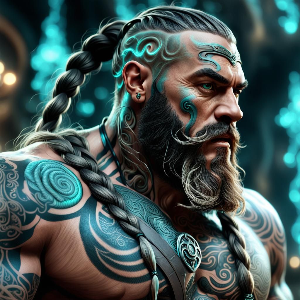 Heroic Dwarf with Glowing Braids: Digital Matte Painting