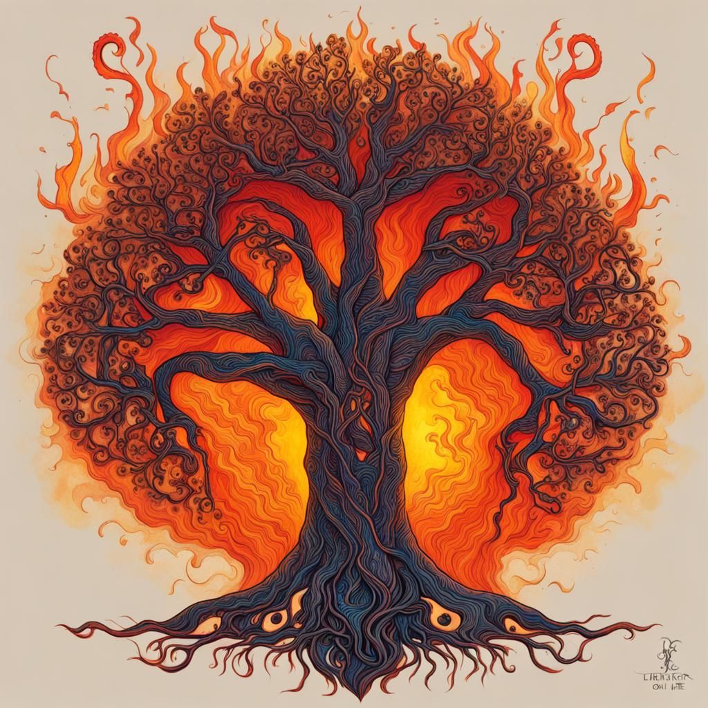 Flaming Tree of Life: A Symbol of Transformation