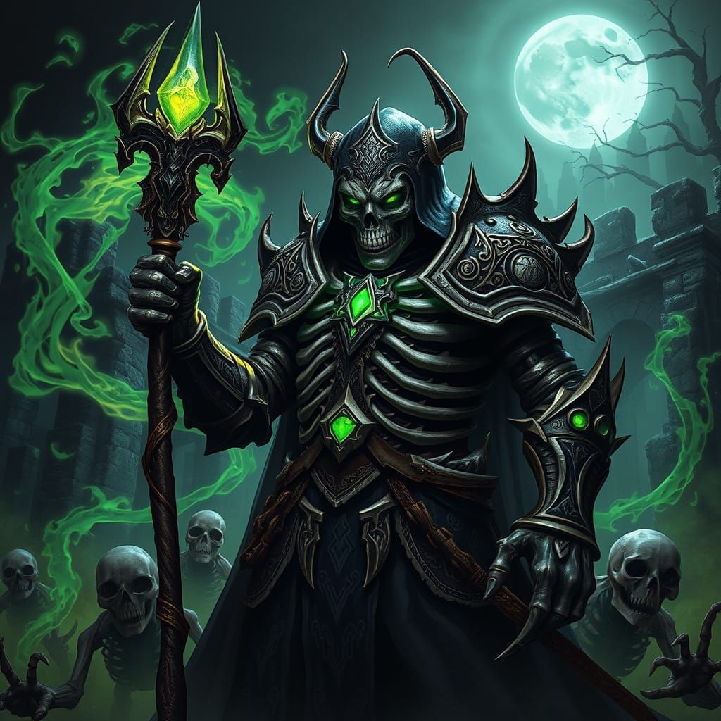 Necromancer in Bone Armor with Death Magic