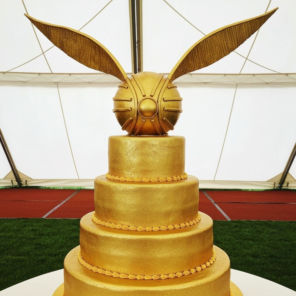 Golden Snitch Tiered Cake in a Tent