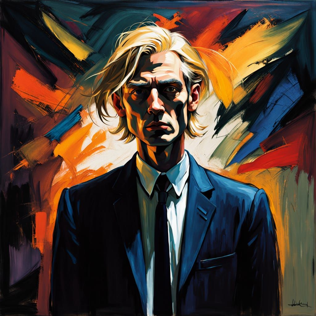 Gaunt, Blond Man in Moody, Textured Portrait