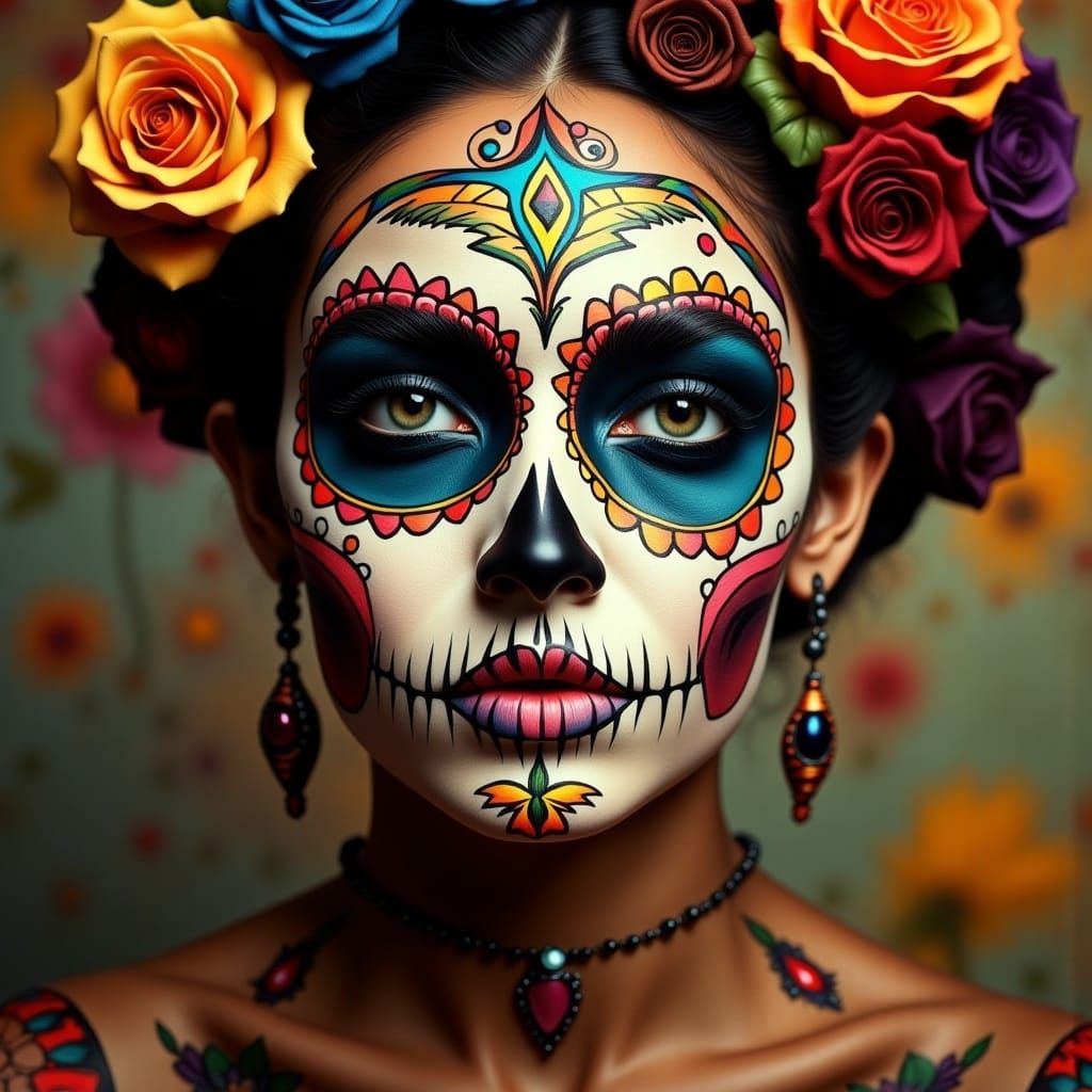 Woman with Día de los Muertos Face Paint