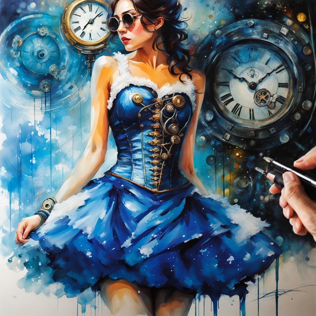 Anime Portrait with Steampunk and Cosmiccore Elements