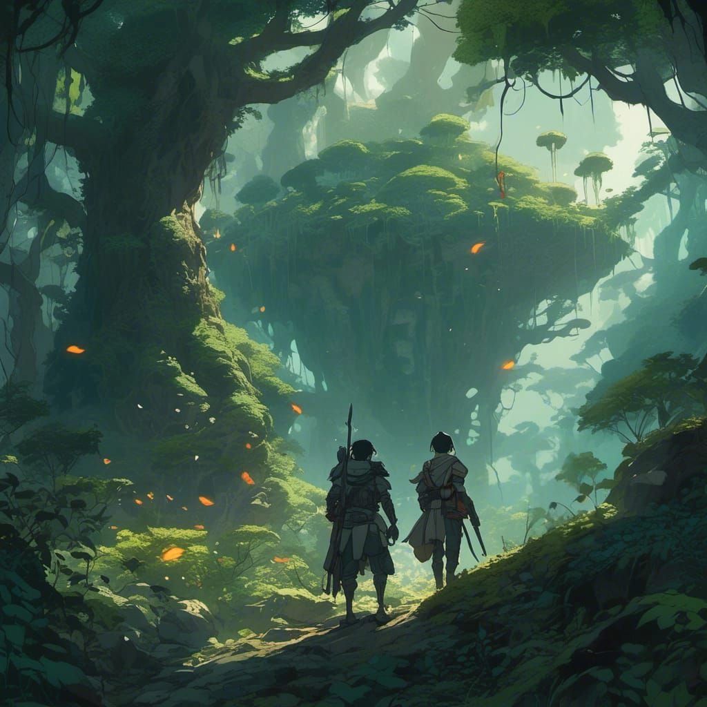 Heroes Journeying into a Lush Rainforest: D&D Fantasy Art