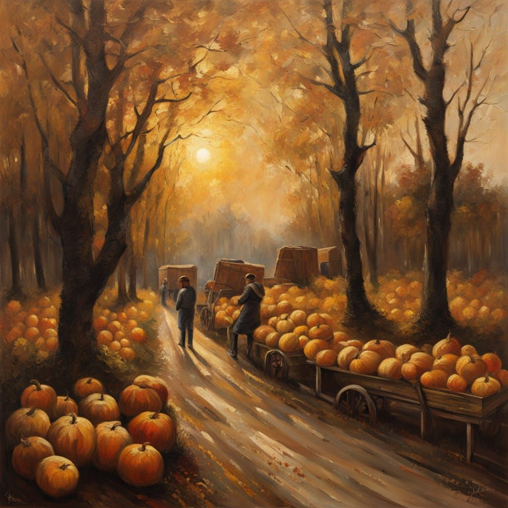 Harvest Festival in Autumnal Village by Mystical Forest