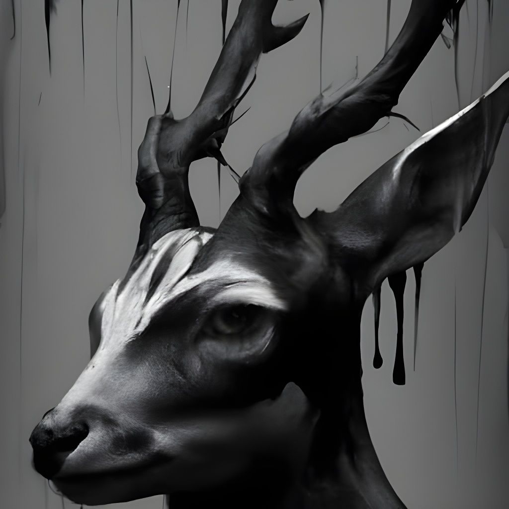 Gazelle Portrait with Flaming Eyes in Oil Painting Style