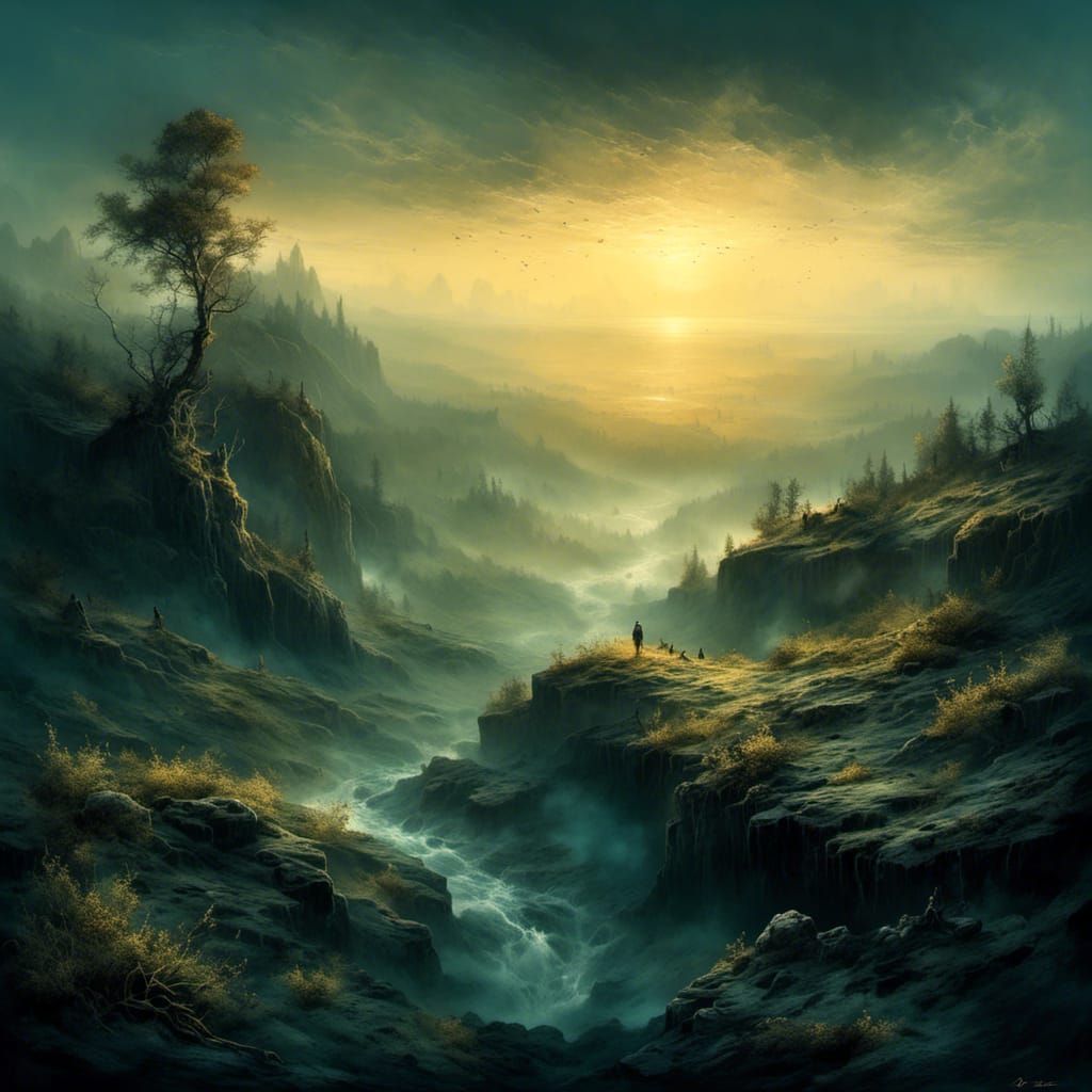 Verdant Landscape Aglow with Golden Hour Sunlight