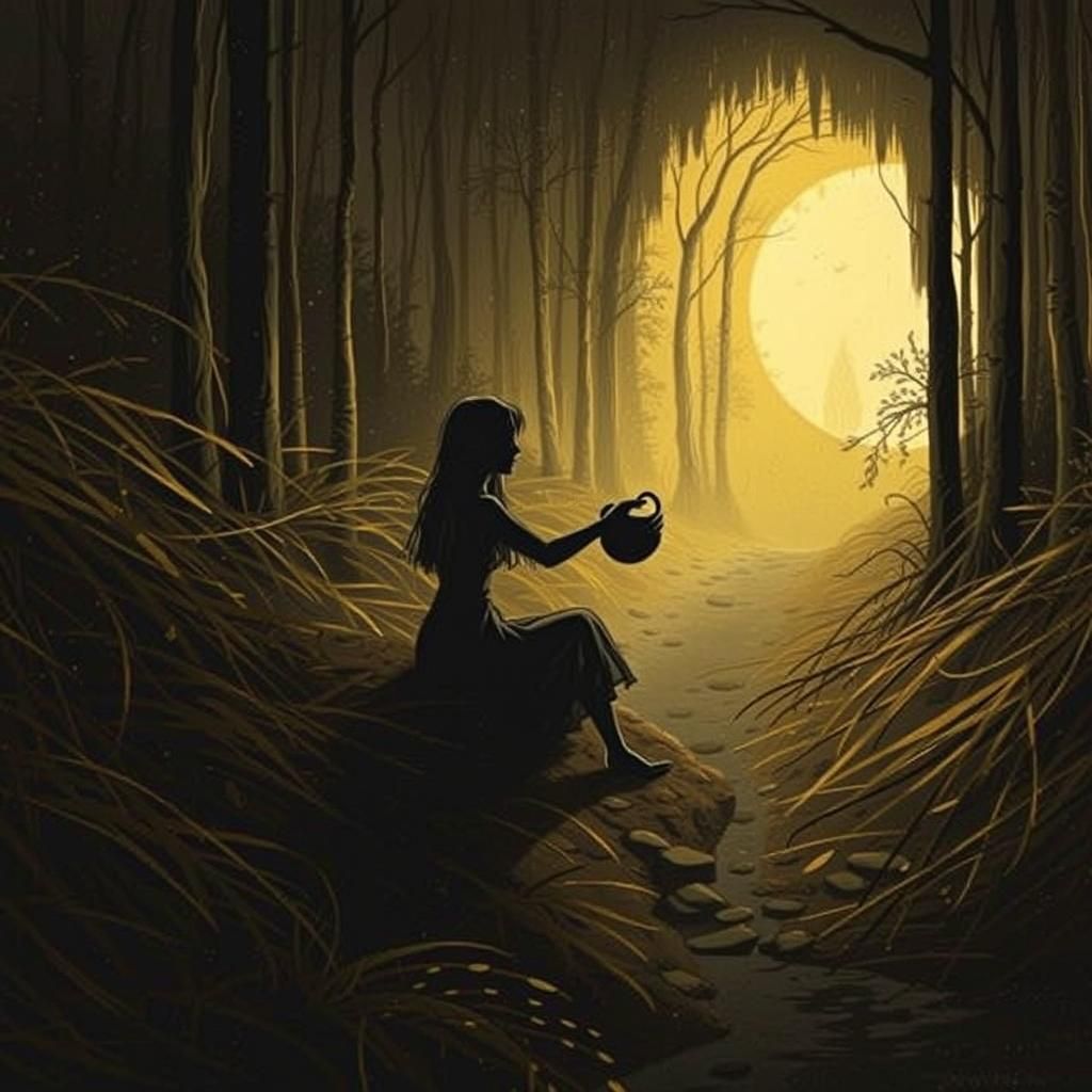 Girl in Silhouette Animation with Flowing Colors