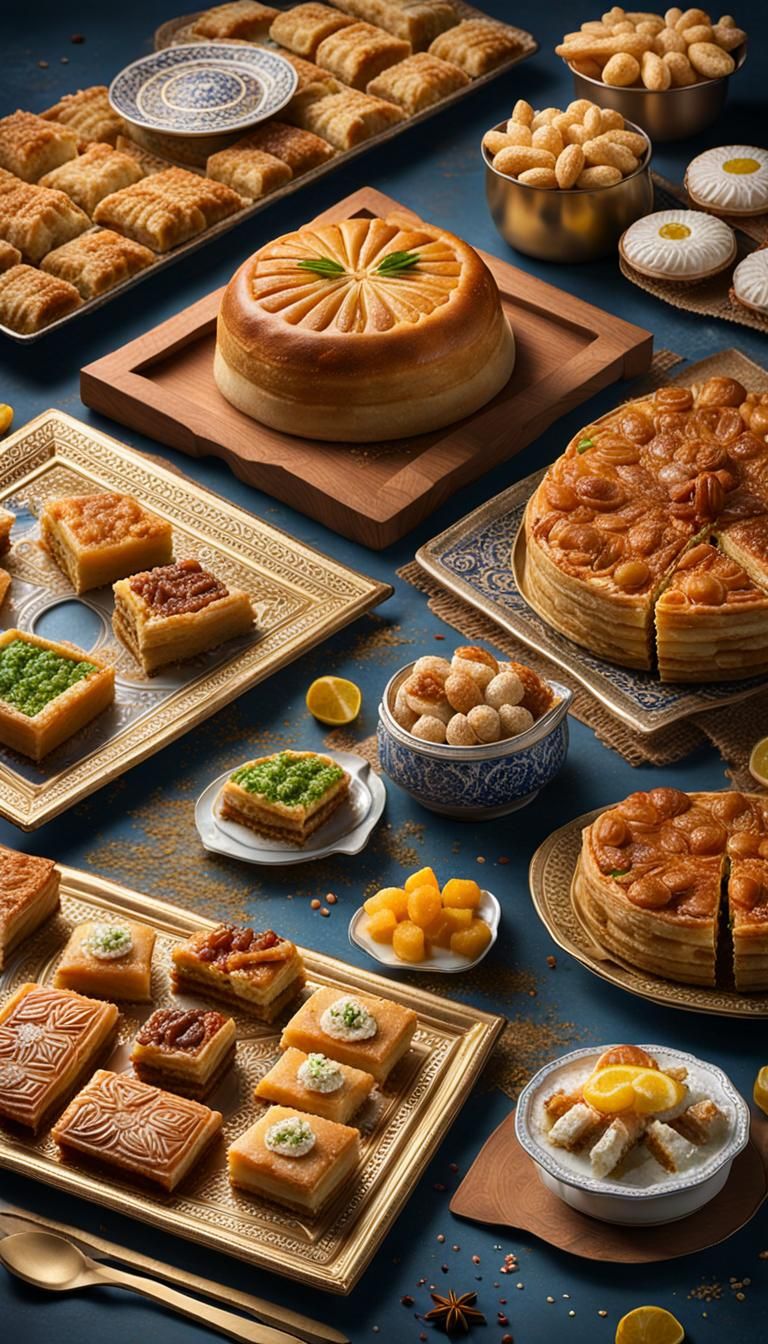 Family Prepares Eid al-Fitr Feast: Hyperrealistic Splash Art