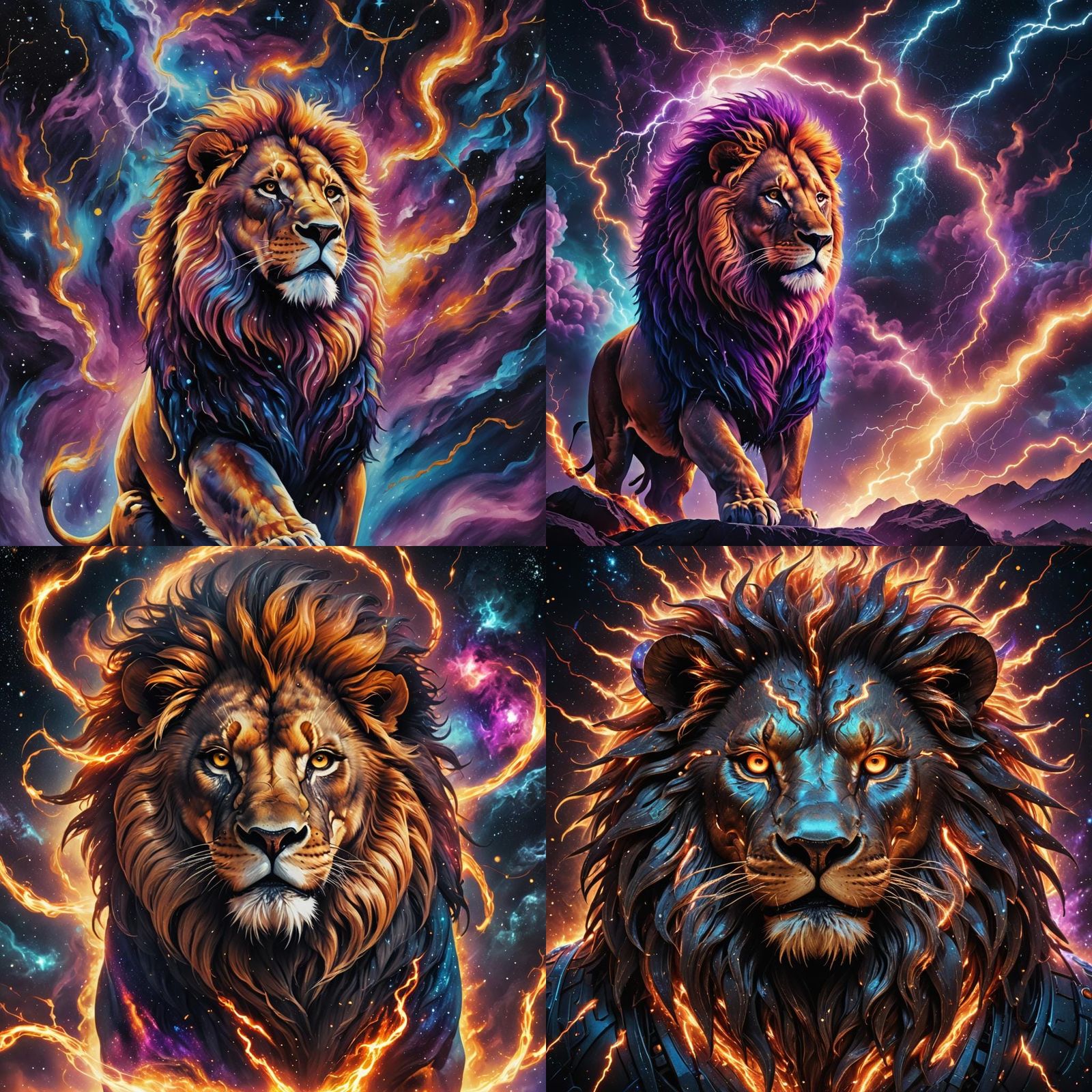Cosmic Lion Ablaze with Electric Fire