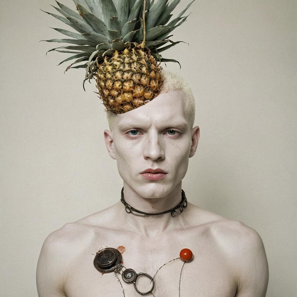 Surreal Pineapple Cactus Model in Brutalist Sci-Fi Style