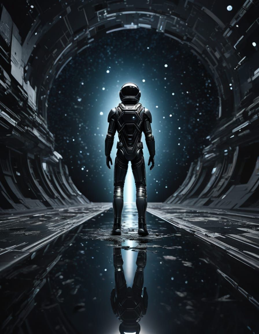 Ceramic Figure Walks to Black Hole in Ultra Detail