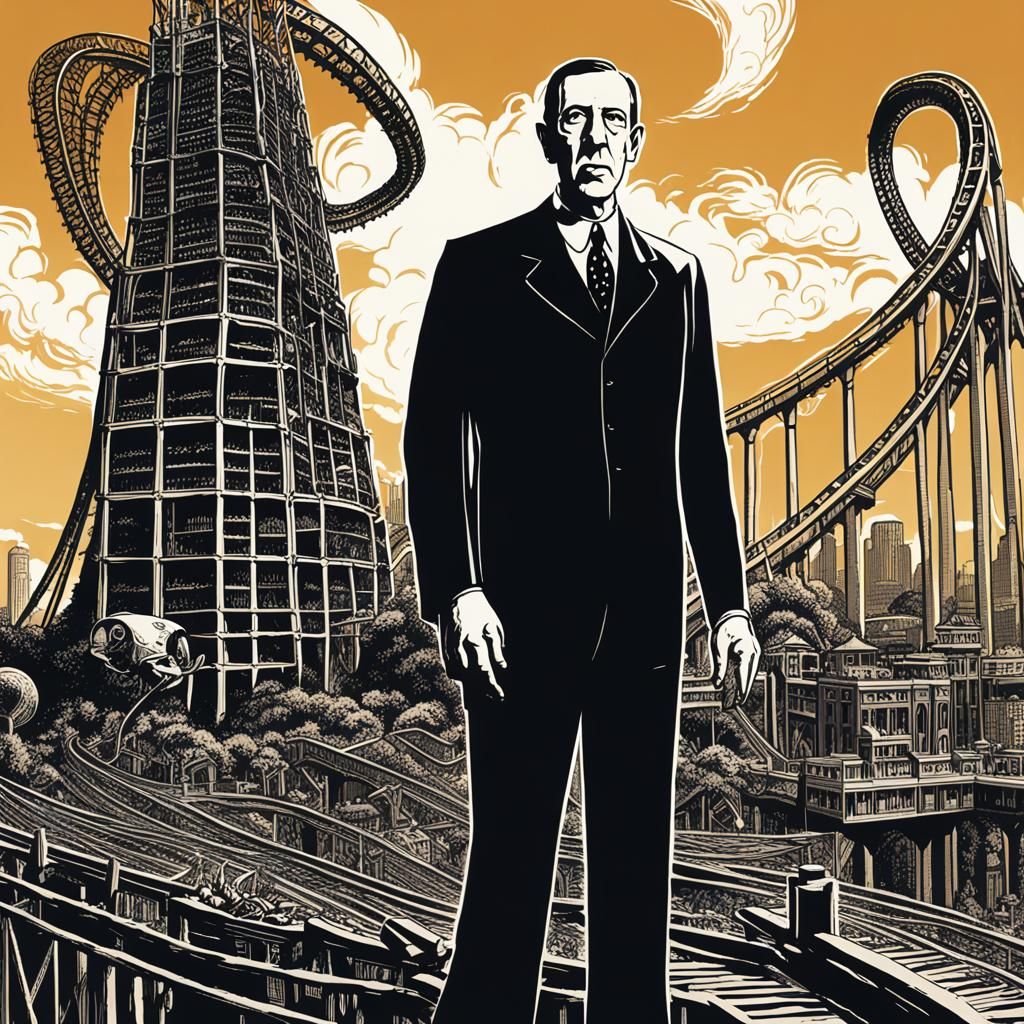 Lovecraftian Office Tower with Roller Coaster Commute