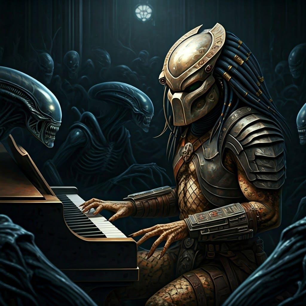 Predator Performs Haunting Melody on Grand Piano