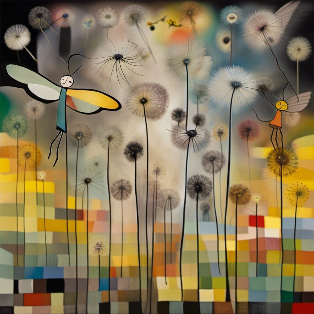 Fairies Making Wishes in Dandelion Dreamscape