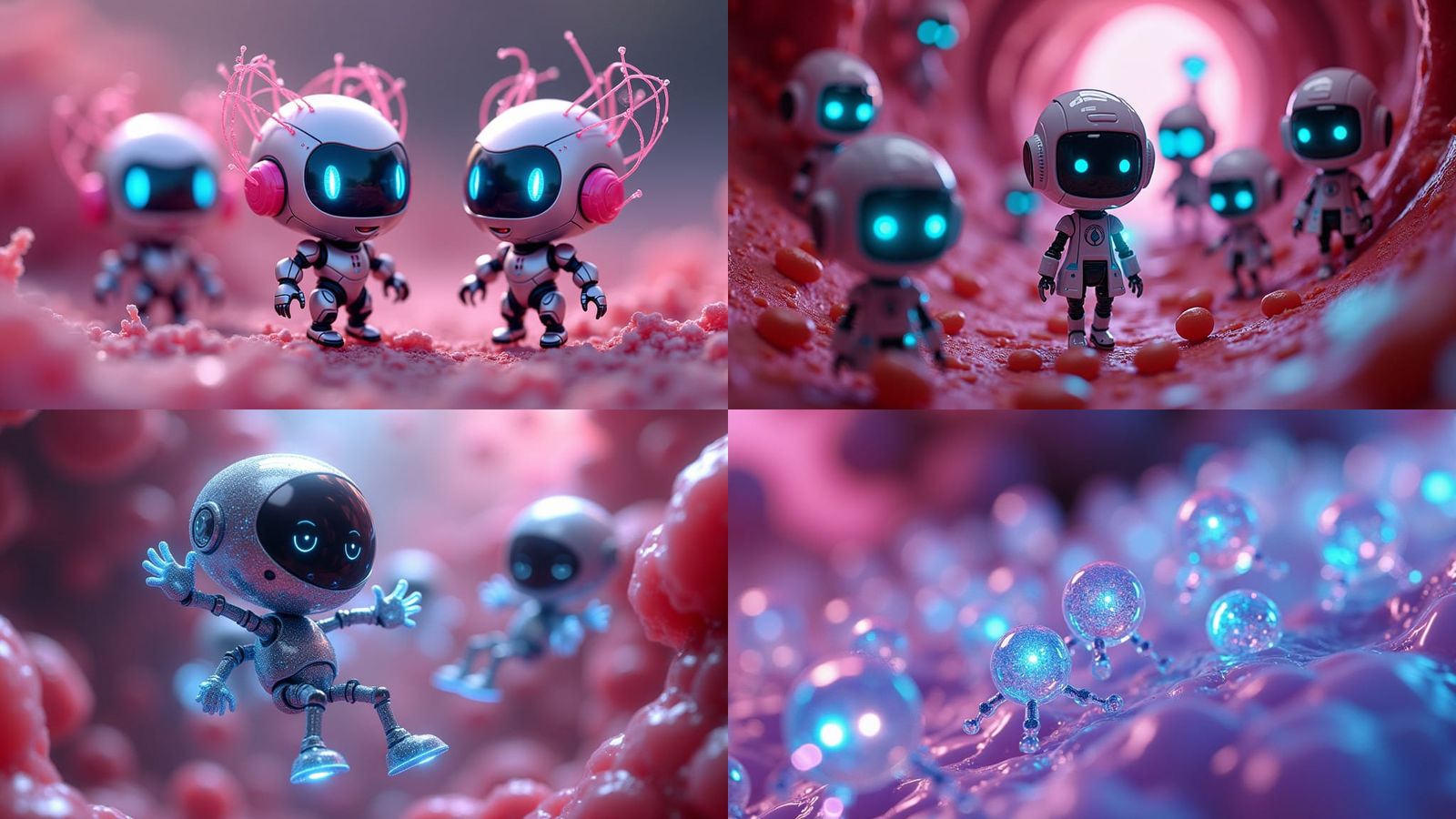 AI Nanobots: Miniature Female Robots Cleaning Blood