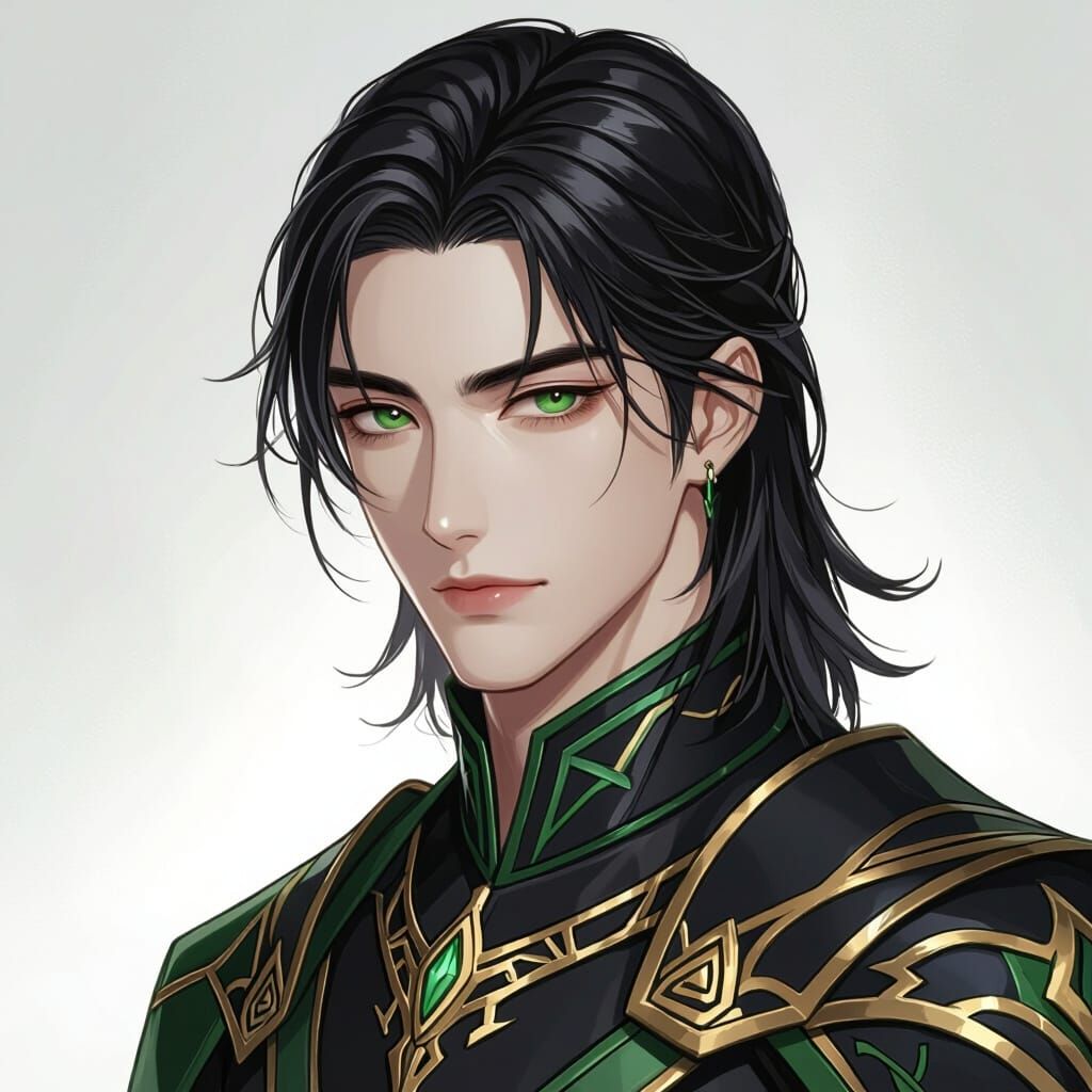 Elegant Androgynous Warrior in Bishounen Manhua Style